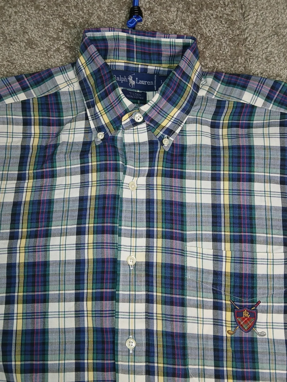 Ralph Lauren Golf Tilden Men's Button-Up Shirt‎ Tartan Plaid - Size Large